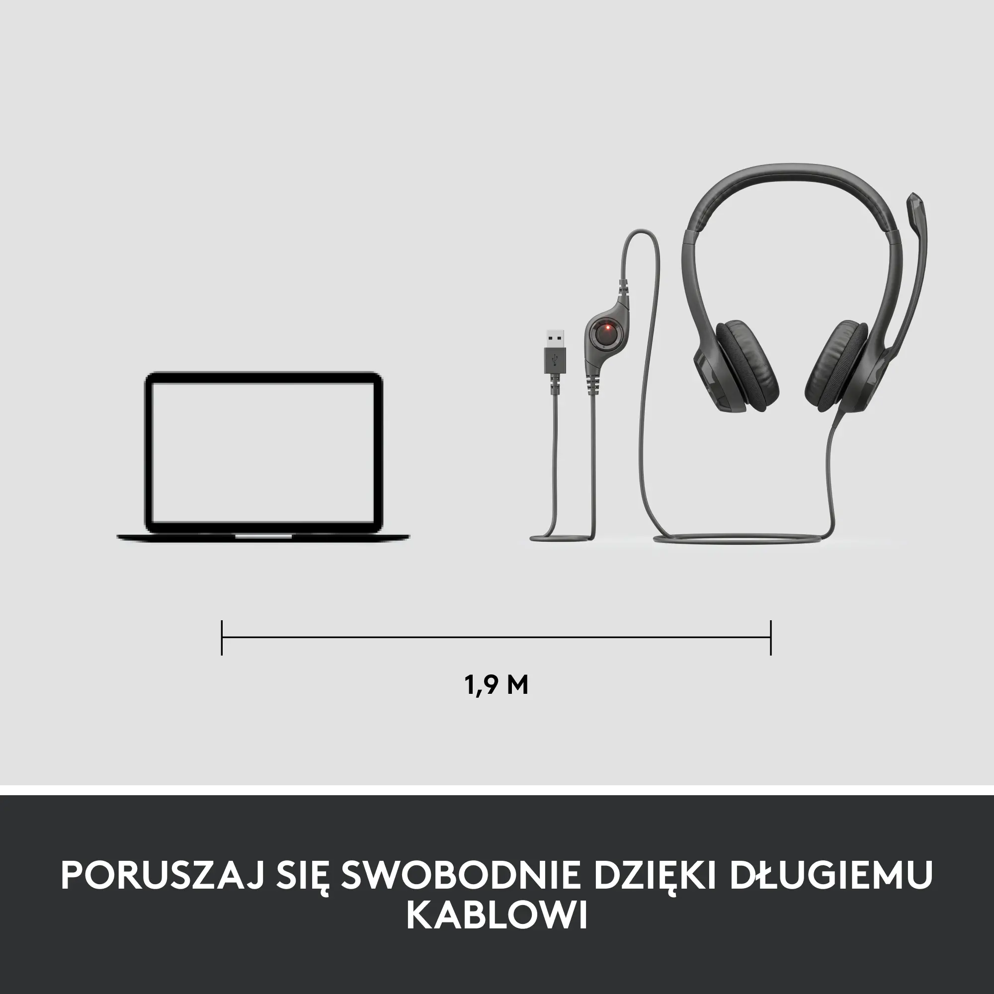 Słuchawki przewodowe z mikrofonem Logitech USB Headset H390 Nauszne Czarny
