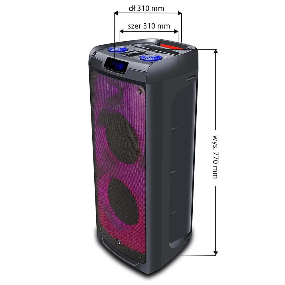 Power Audio Manta SPK5350 100W Bluetooth Radio FM Mikrofon Karaoke Czarny