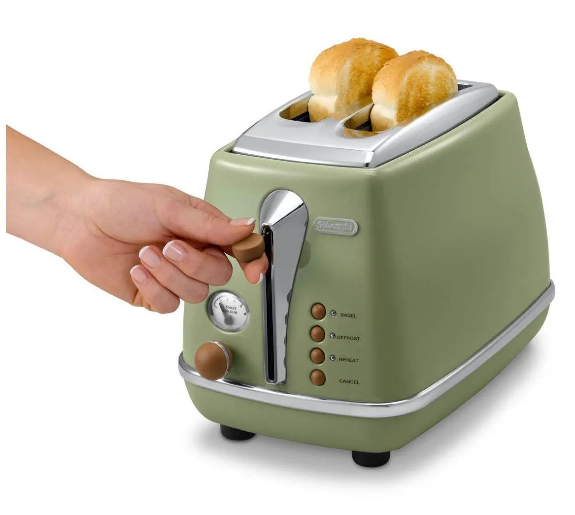 Toster DeLonghi Icona Vintage CTOV 2103.GR Ruszt do bułek Rozmrażanie 900W