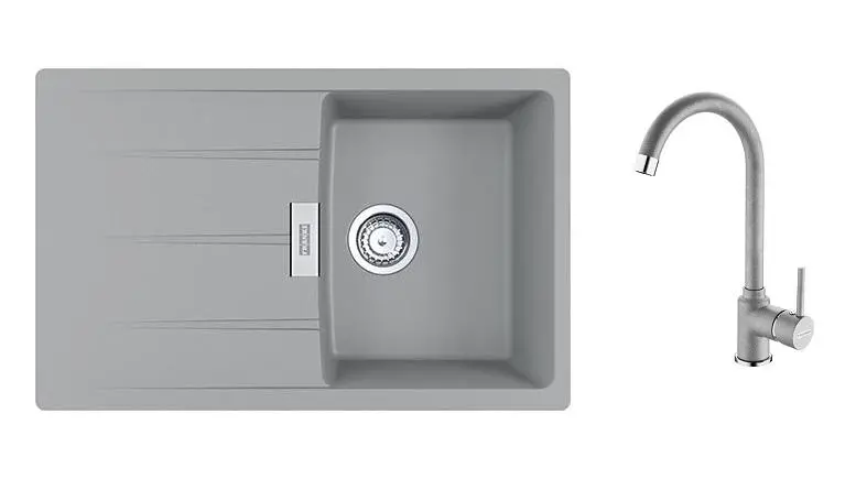Zlewozmywak Franke Centro CNG 611-78 Szary kamienny + bateria Pola Szary kamienny
