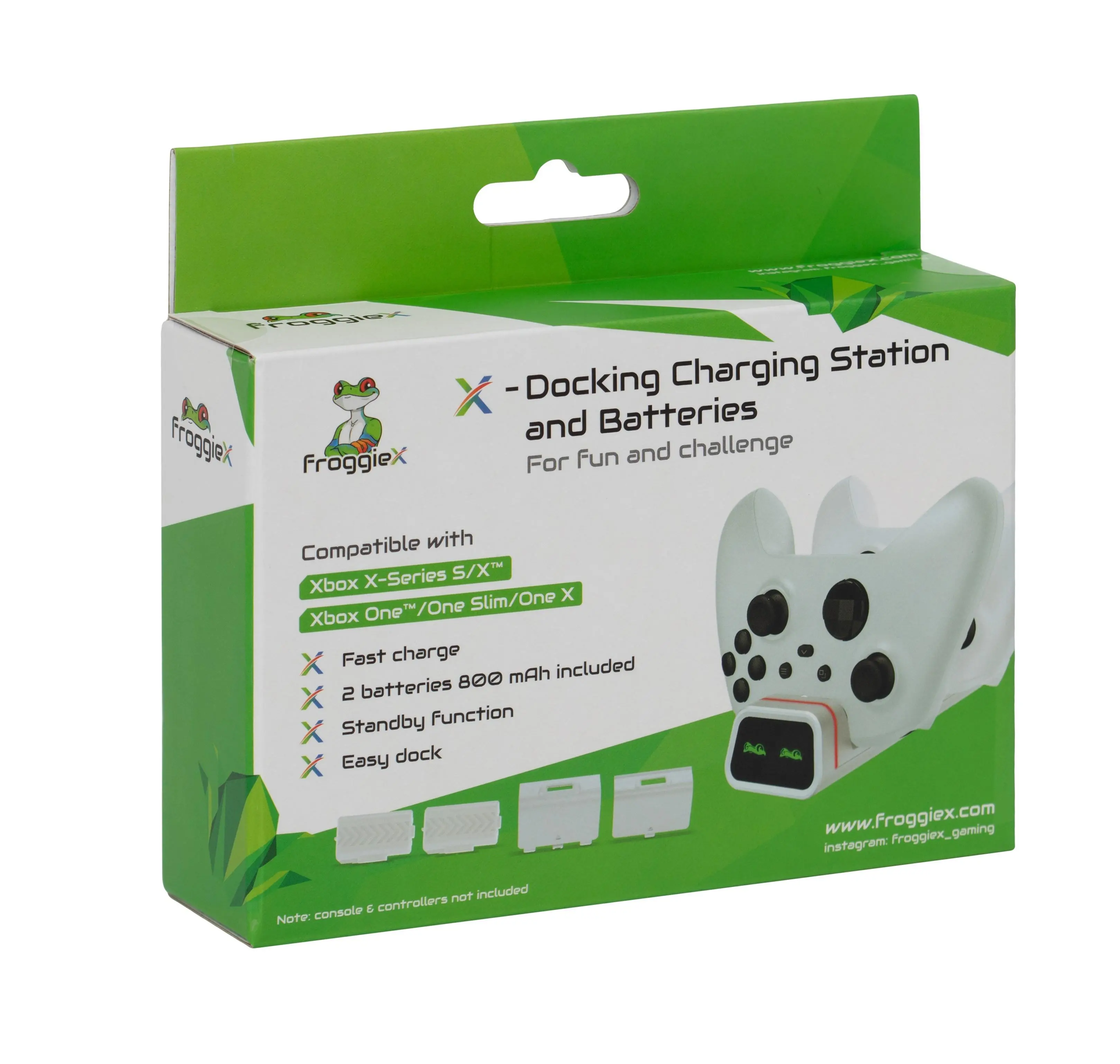 Ładowarka FroggieX FX-XB-C2-W na 2 pady Xbox Series S/X & Xbox One + 2 akumulatory