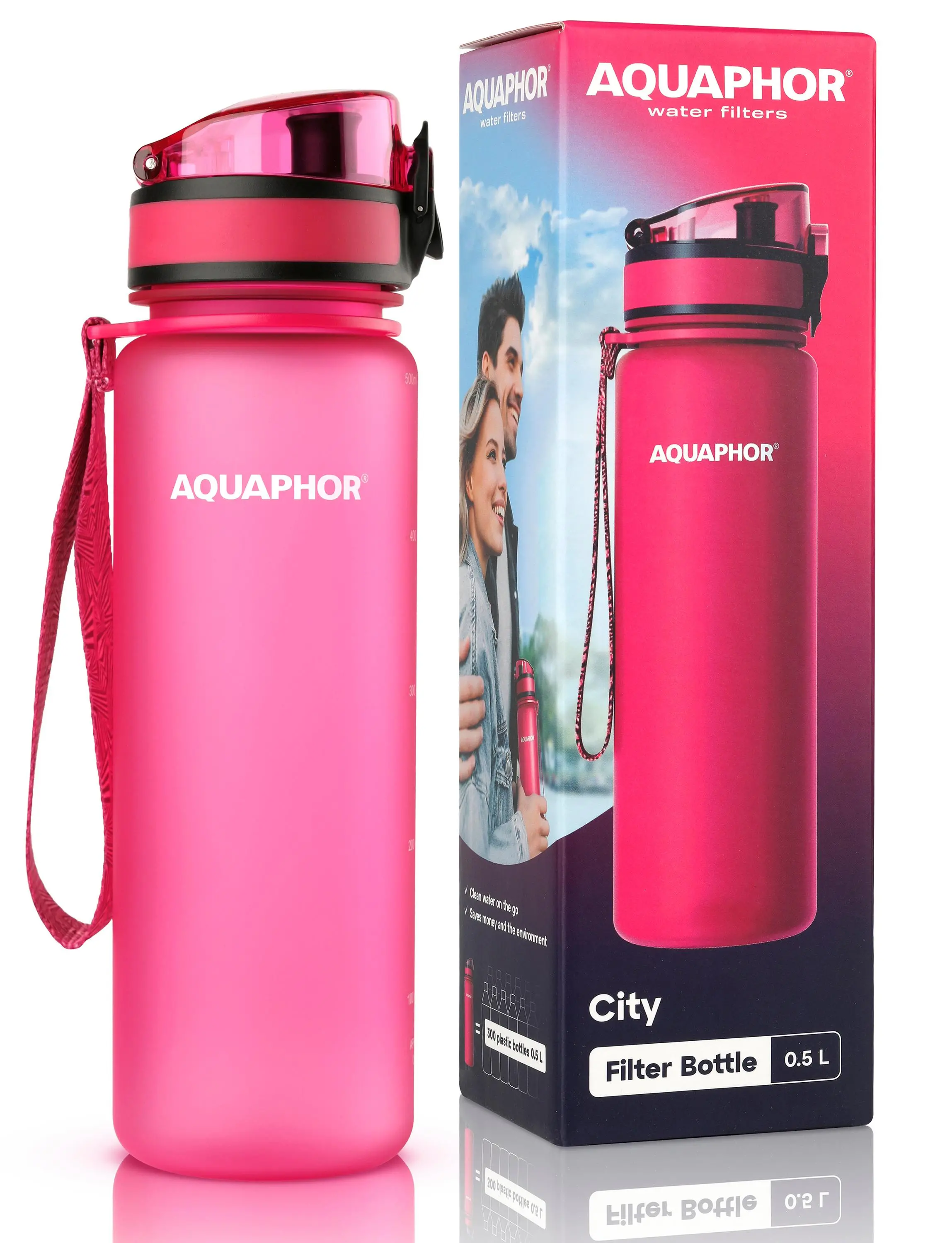 Butelka filtrująca Aquaphor City 0,5l 1 wkład Różowy