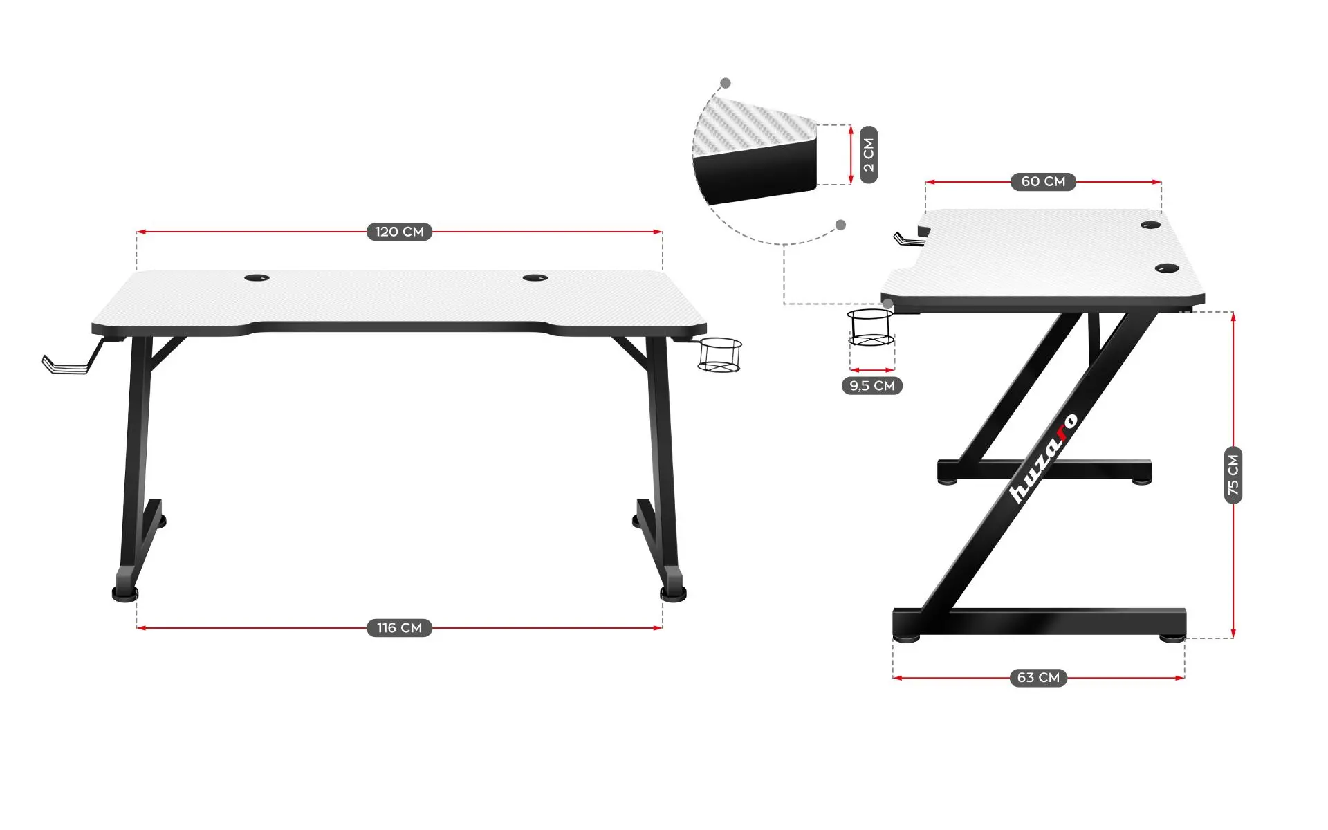 Biurko Huzaro Hero 2.5 120cm Biały