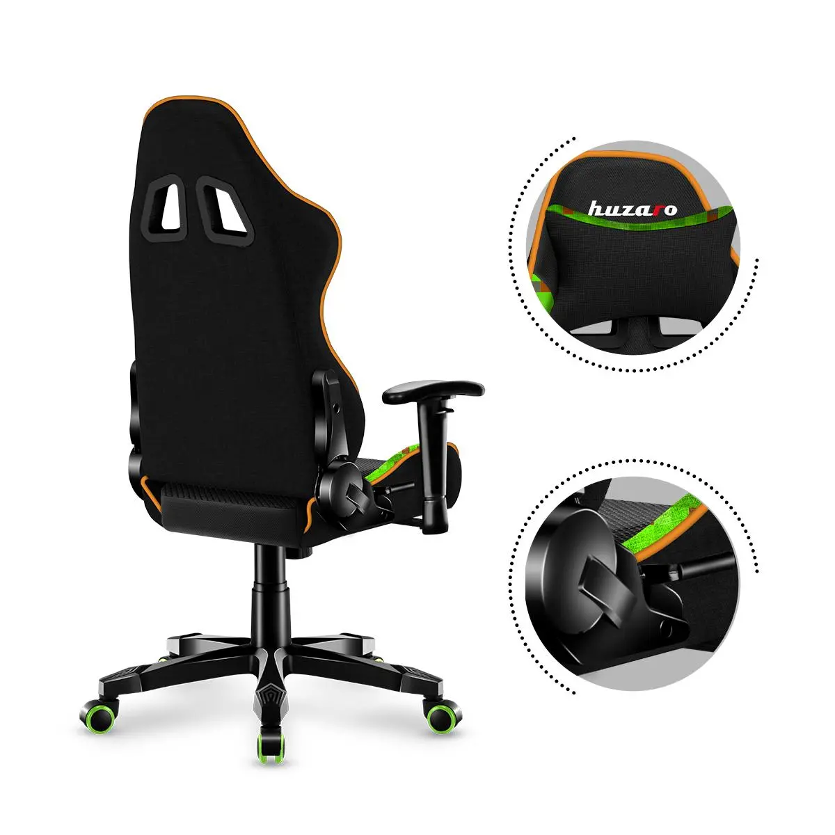 Fotel Huzaro Ranger 6.0 Mesh Dla dzieci do 130kg Tkanina Pixel Czarno-zielony