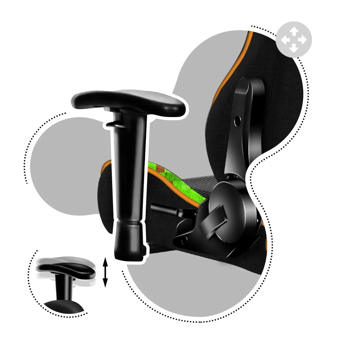 Fotel Huzaro Ranger 6.0 Mesh Dla dzieci do 130kg Tkanina Pixel Czarno-zielony