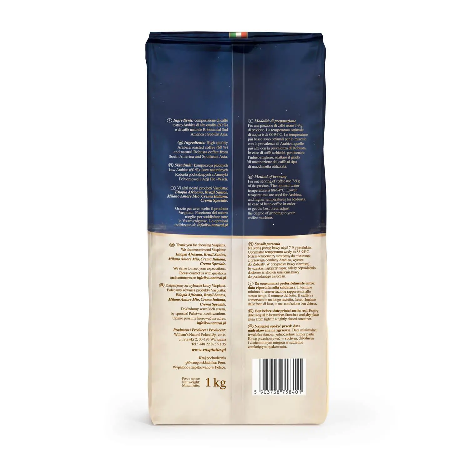 Kawa ziarnista Vaspiatta Roma Classica 1kg