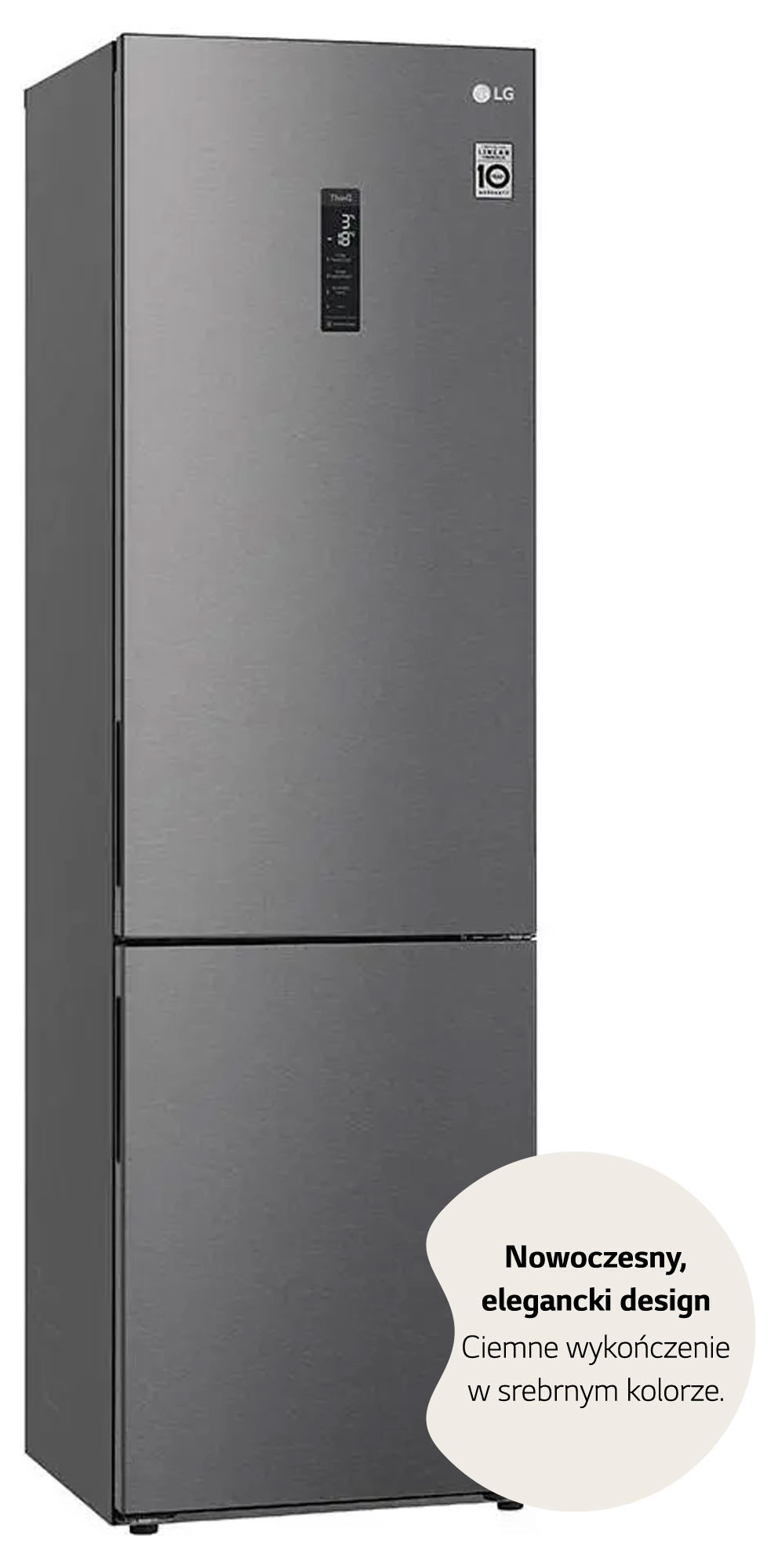Lodówka LG GBP62DSXCC1 Pełny No Frost 203cm Szuflada z kontrolą wilgotności Ciemny srebrny