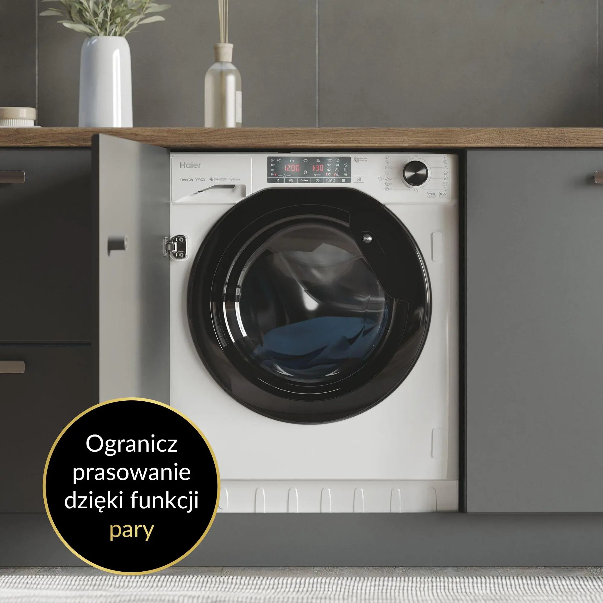 Pralko-suszarka Haier HWDQ90B416FWB-S 9kg/5kg