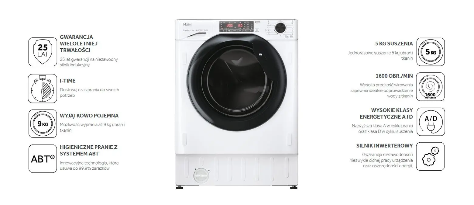 Pralko-suszarka Haier HWDQ90B416FWB-S 9kg/5kg