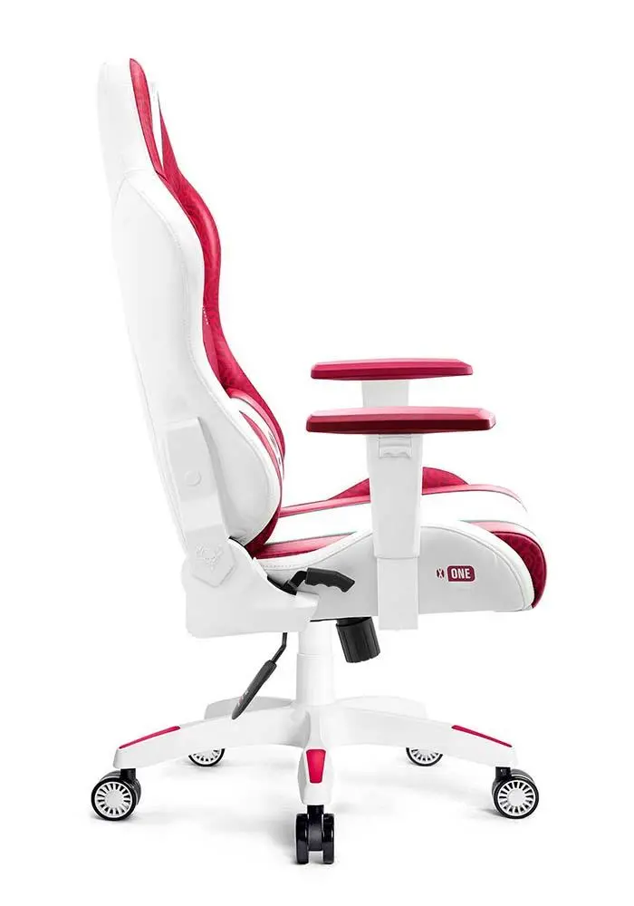 Fotel Diablo Chairs X-One 2.0 King Size Candy Rose Gamingowy do 160kg Skóra ECO Tkanina Biało-czerwony