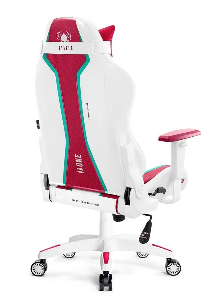 Fotel Diablo Chairs X-One 2.0 King Size Candy Rose Gamingowy do 160kg Skóra ECO Tkanina Biało-czerwony