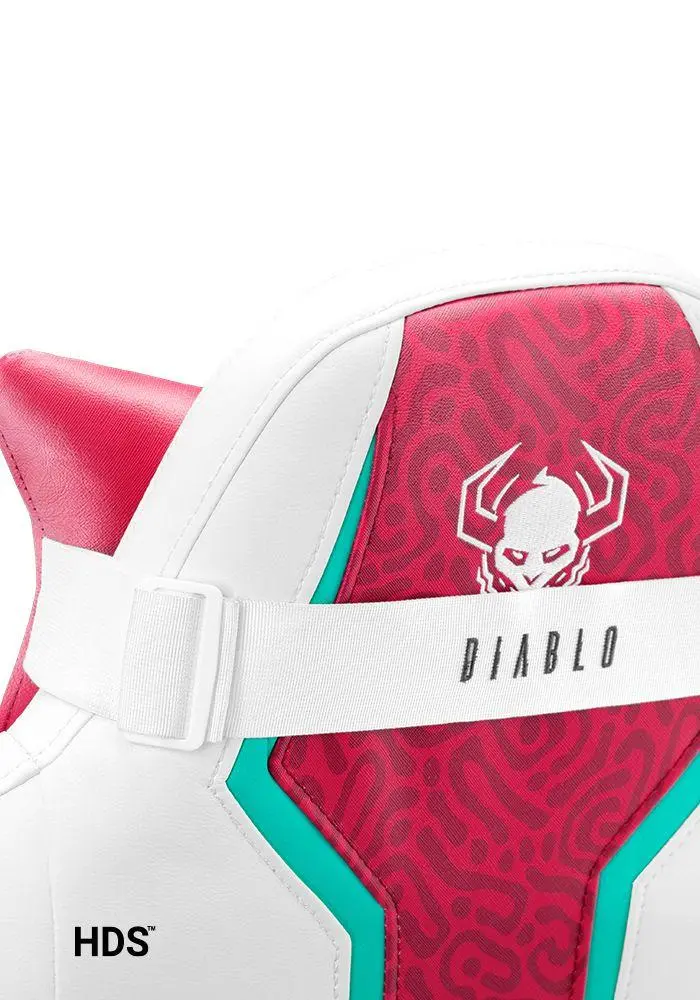 Fotel Diablo Chairs X-One 2.0 King Size Candy Rose Gamingowy do 160kg Skóra ECO Tkanina Biało-czerwony