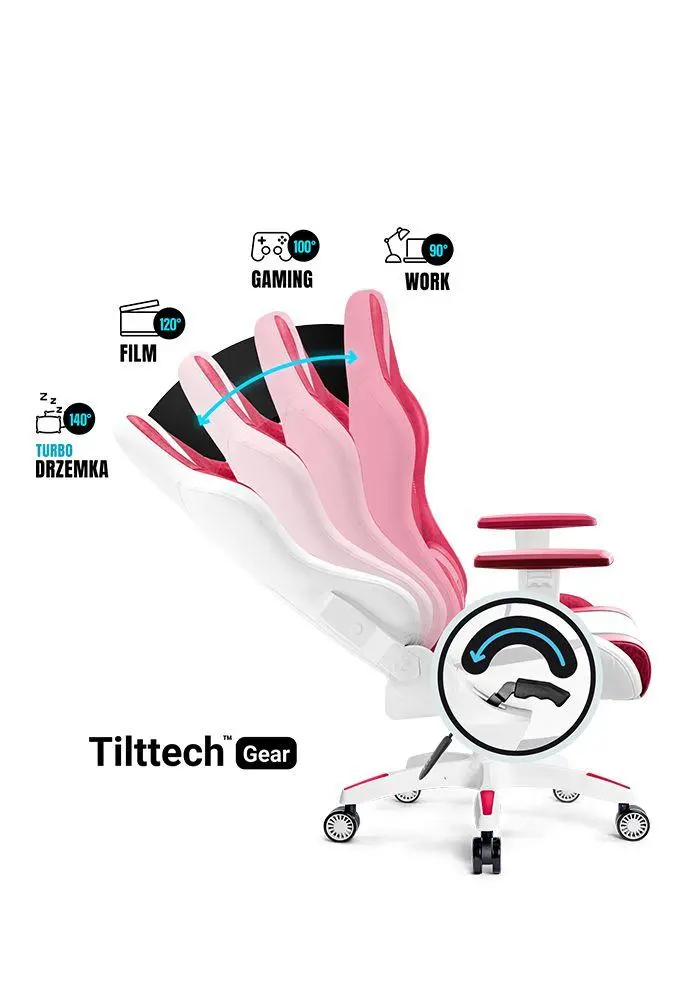 Fotel Diablo Chairs X-One 2.0 King Size Candy Rose Gamingowy do 160kg Skóra ECO Tkanina Biało-czerwony