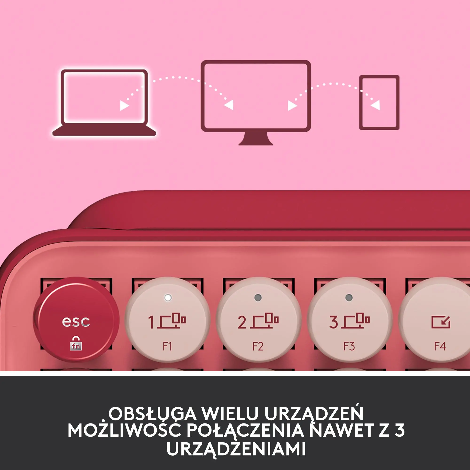Klawiatura mechaniczna Logitech POP Keys Heartbreaker Malinowy