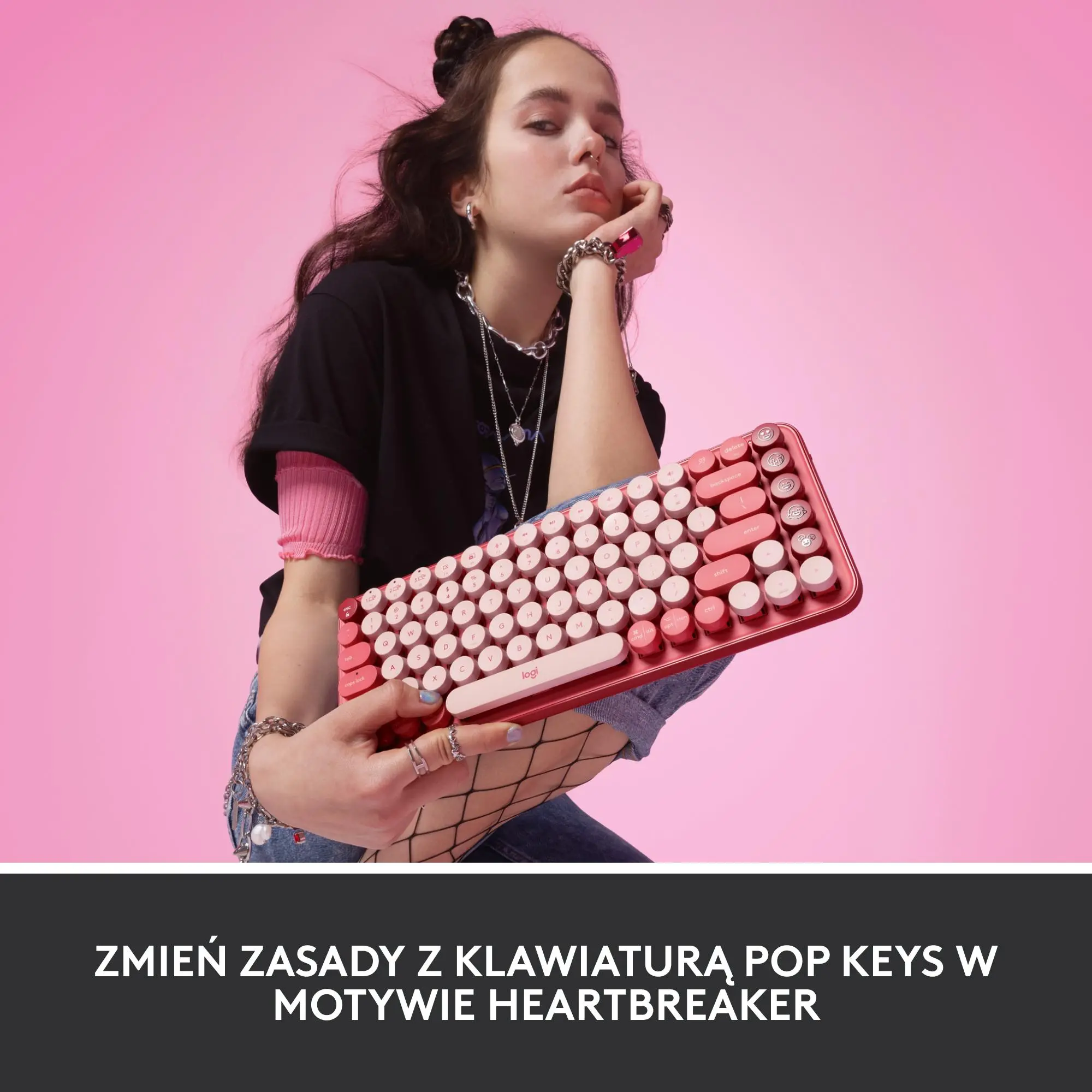Klawiatura mechaniczna Logitech POP Keys Heartbreaker Malinowy