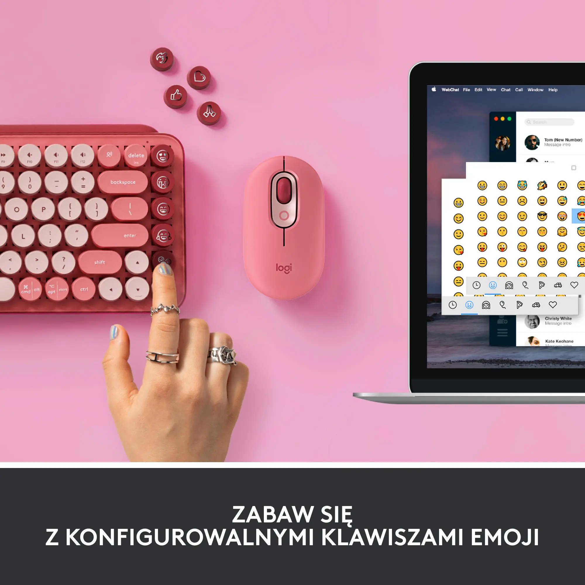 Klawiatura mechaniczna Logitech POP Keys Heartbreaker Malinowy