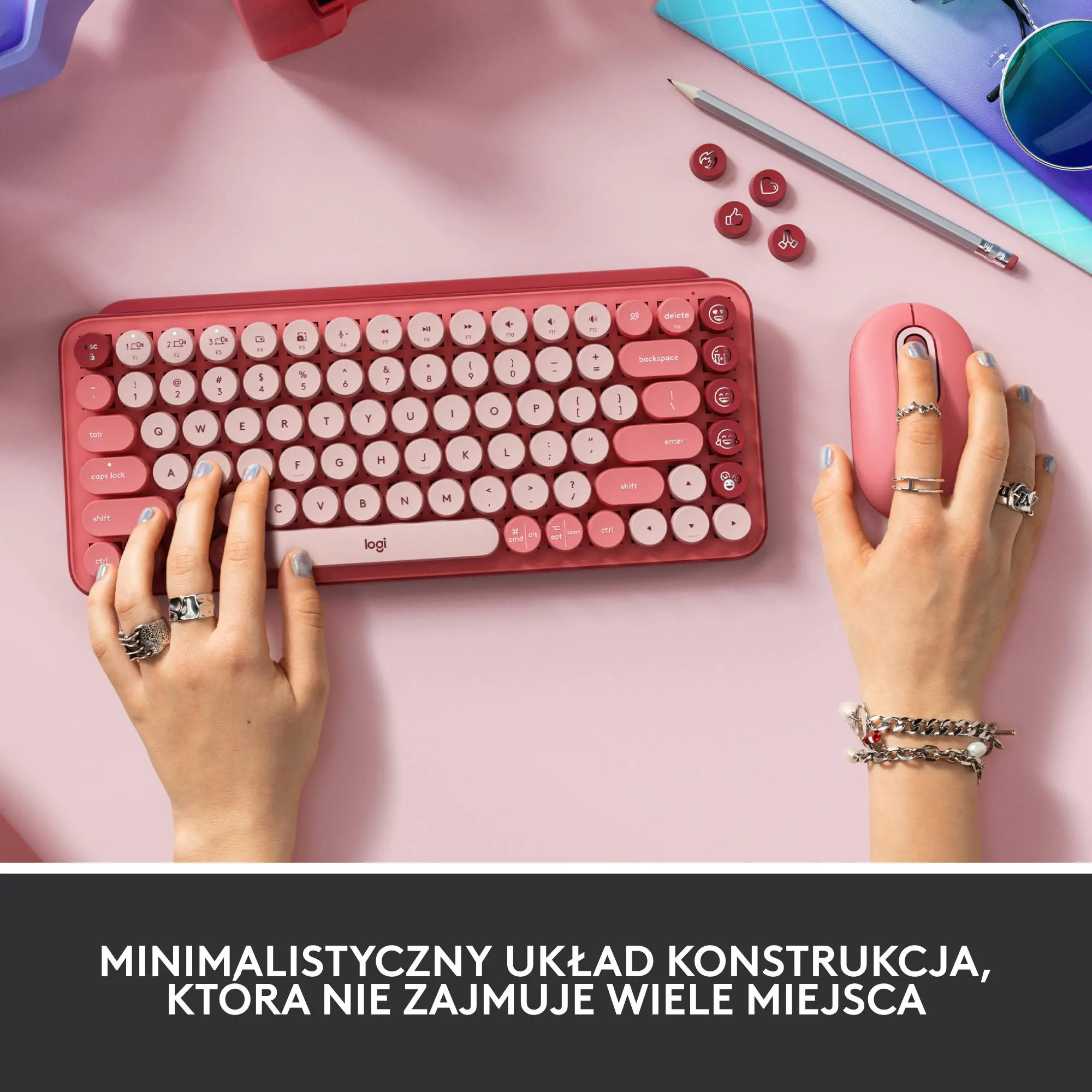 Klawiatura mechaniczna Logitech POP Keys Heartbreaker Malinowy