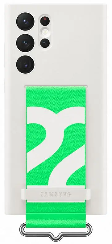 Etui Samsung Silicone Cover With Strap do Galaxy S22 Ultra Biały