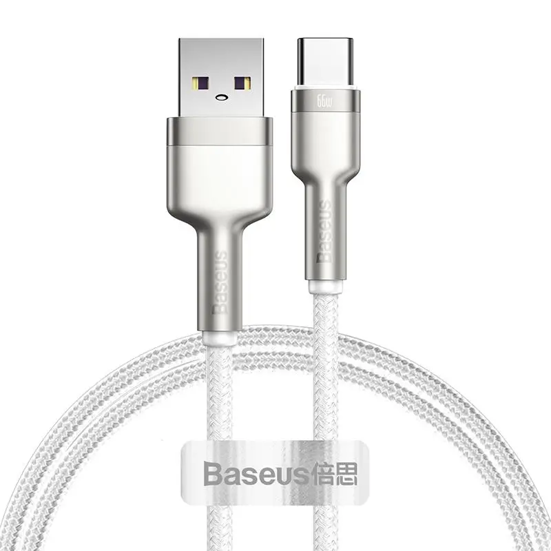 Kabel Baseus USB do USB-C Cafule 66W 1m Biały