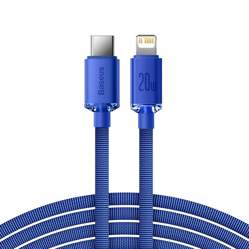 Kabel Baseus USB-C do Lightning Crystal 20W PD 2m Niebieski