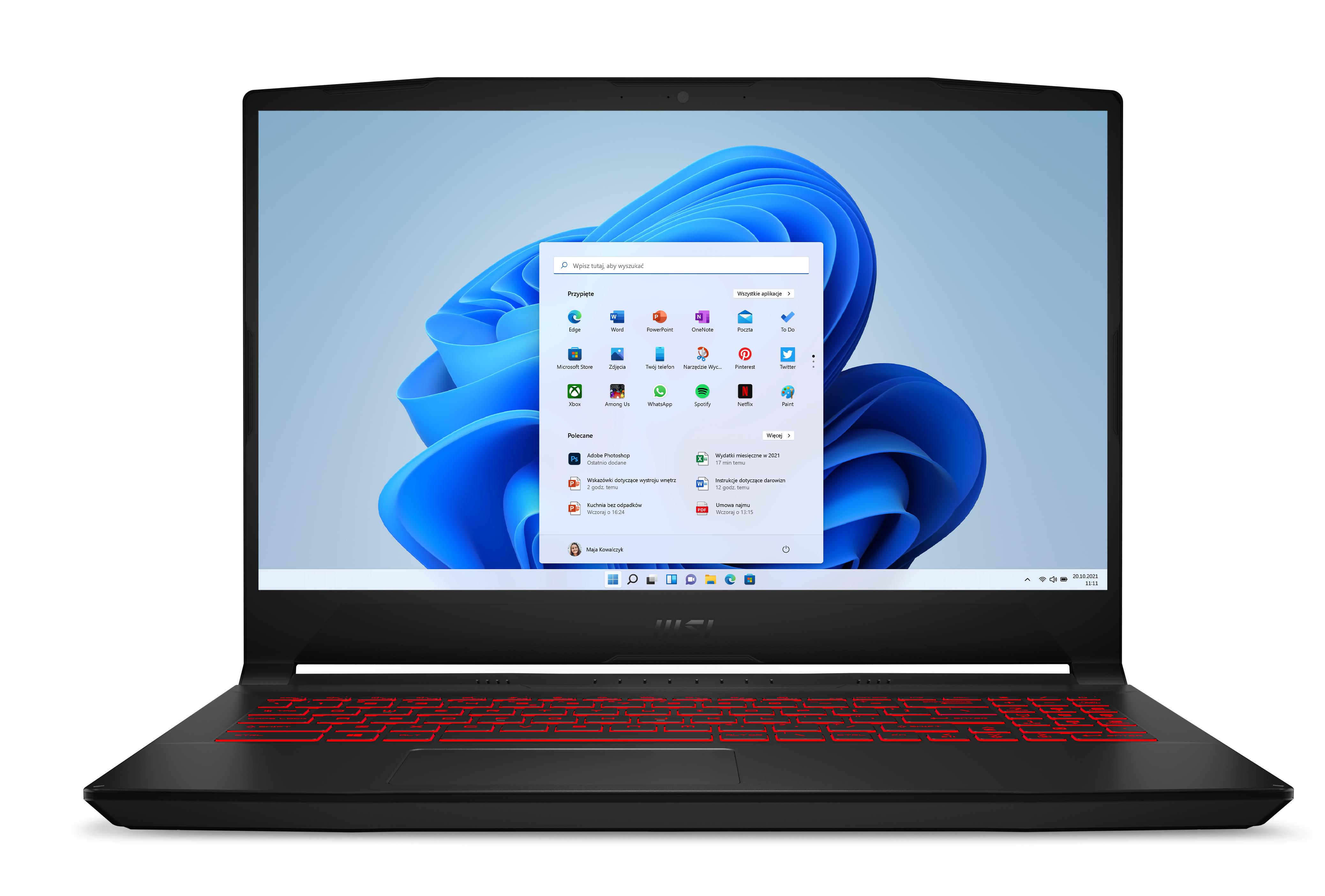 Laptop gamingowy MSI Katana GF76 11UD-685PL 17,3"144Hz i5-11400H 16GB RAM 512GB Dysk SSD RTX3050Ti Win11