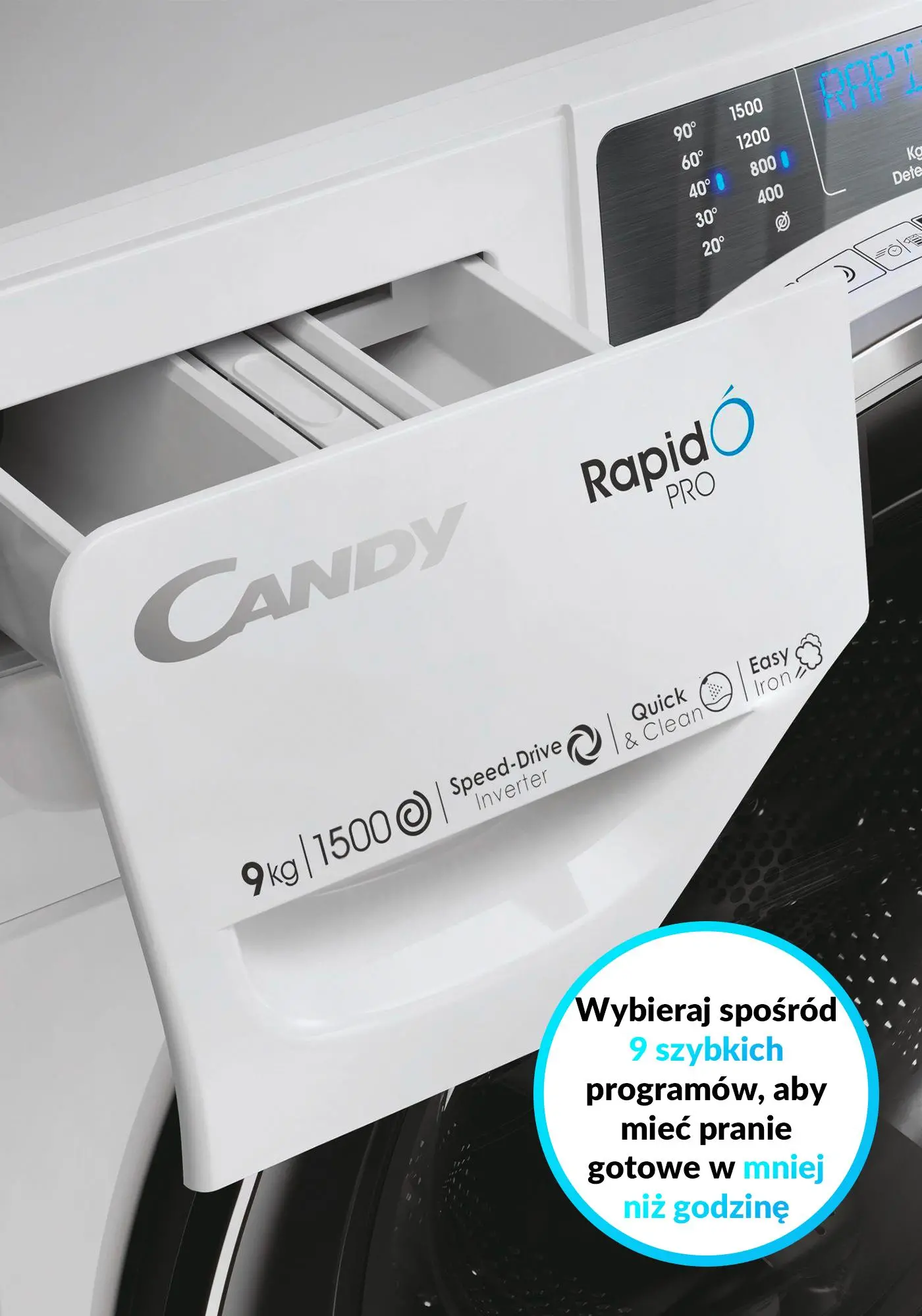 Pralka Candy RapidO Pro RP 596BWMBC/1-S Slim 9kg 1500obr/min Zdalne sterowanie