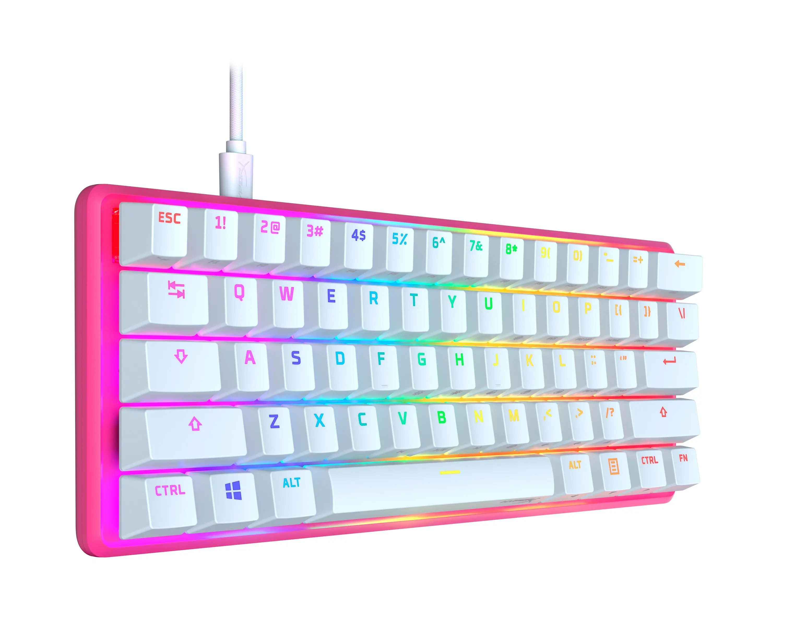 Klawiatura mechaniczna HyperX Alloy Origins 60 Pink Red Switch Biało-różowy