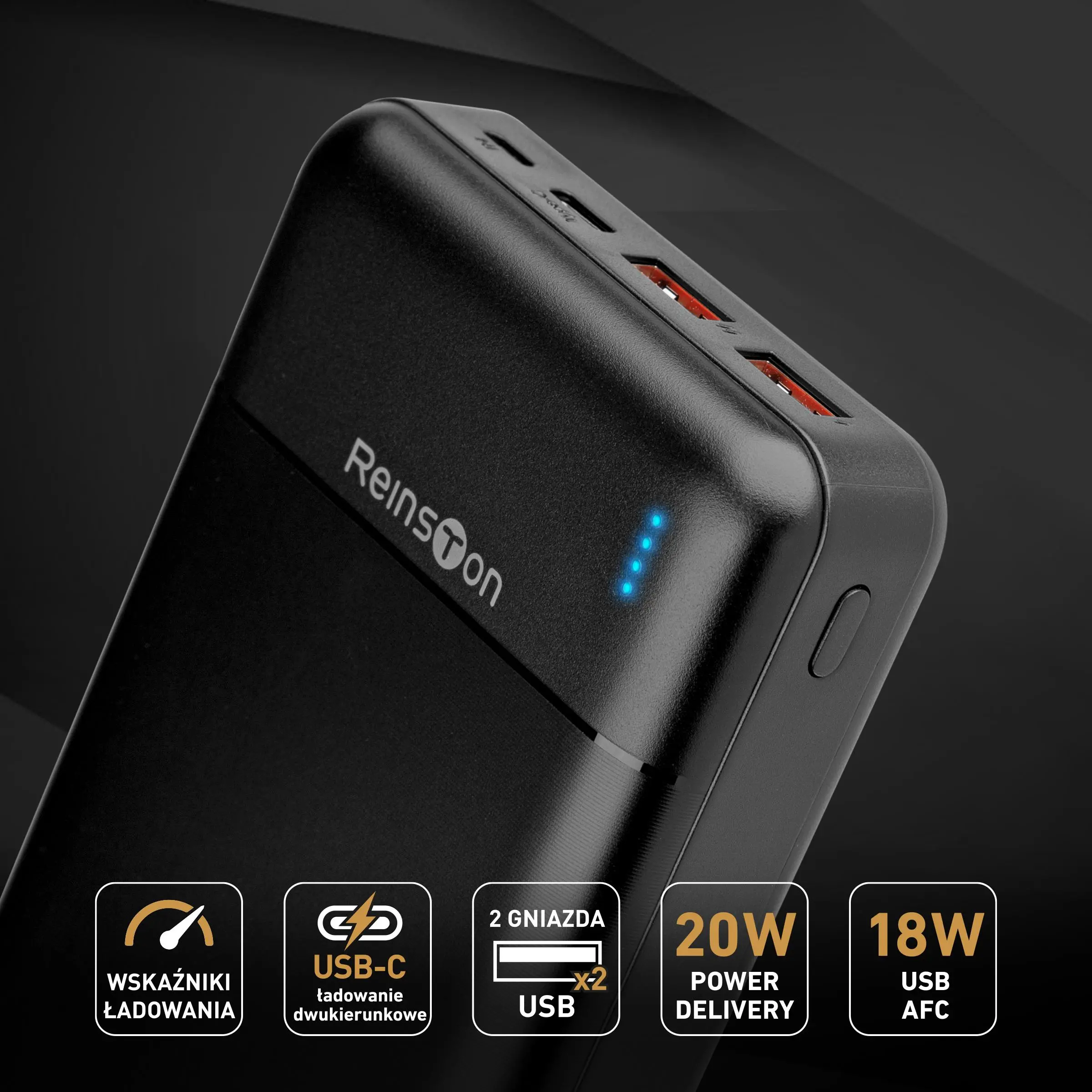 Powerbank Reinston EPB031 30000mAh PD 20W Czarny