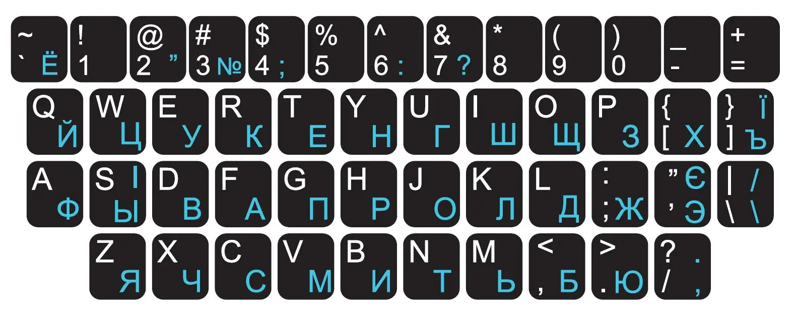 Klawisze Reinston ENAK001 naklejki na klawiaturę – cyrylica ukraińska i rosyjska