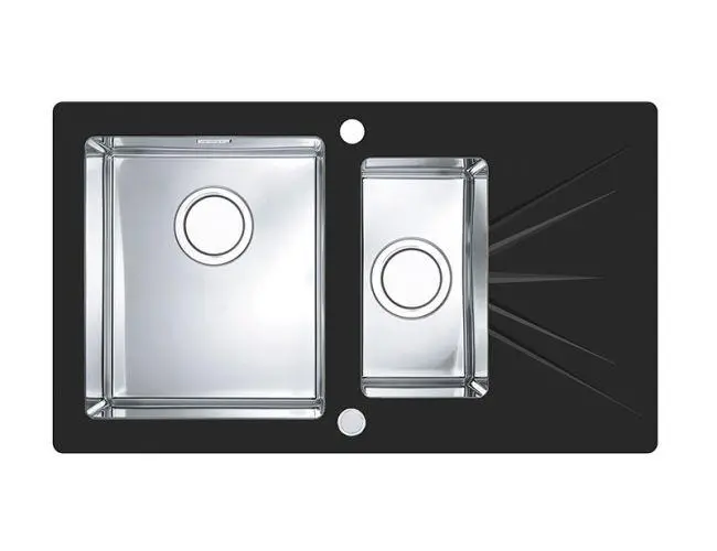 Zlewozmywak Alveus Karat Up 20 1123806 Komora z lewej strony Stalowy Czarny/Stalowy