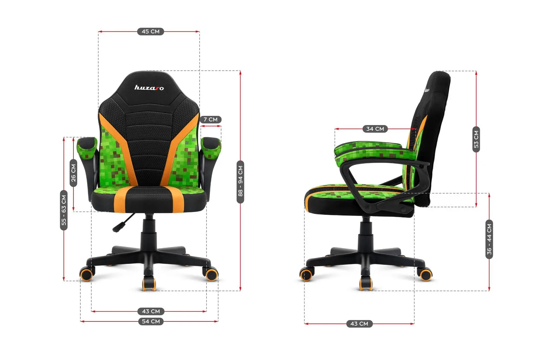 Fotel Huzaro Ranger 1.0 Mesh Dla dzieci do 130kg Tkanina Pixel