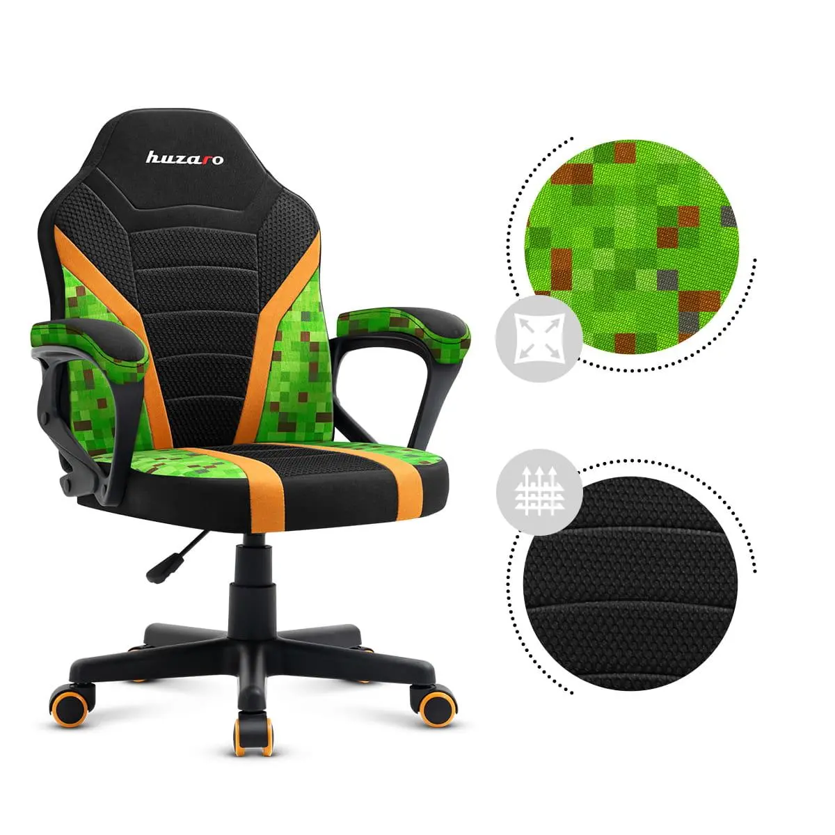 Fotel Huzaro Ranger 1.0 Mesh Dla dzieci do 130kg Tkanina Pixel