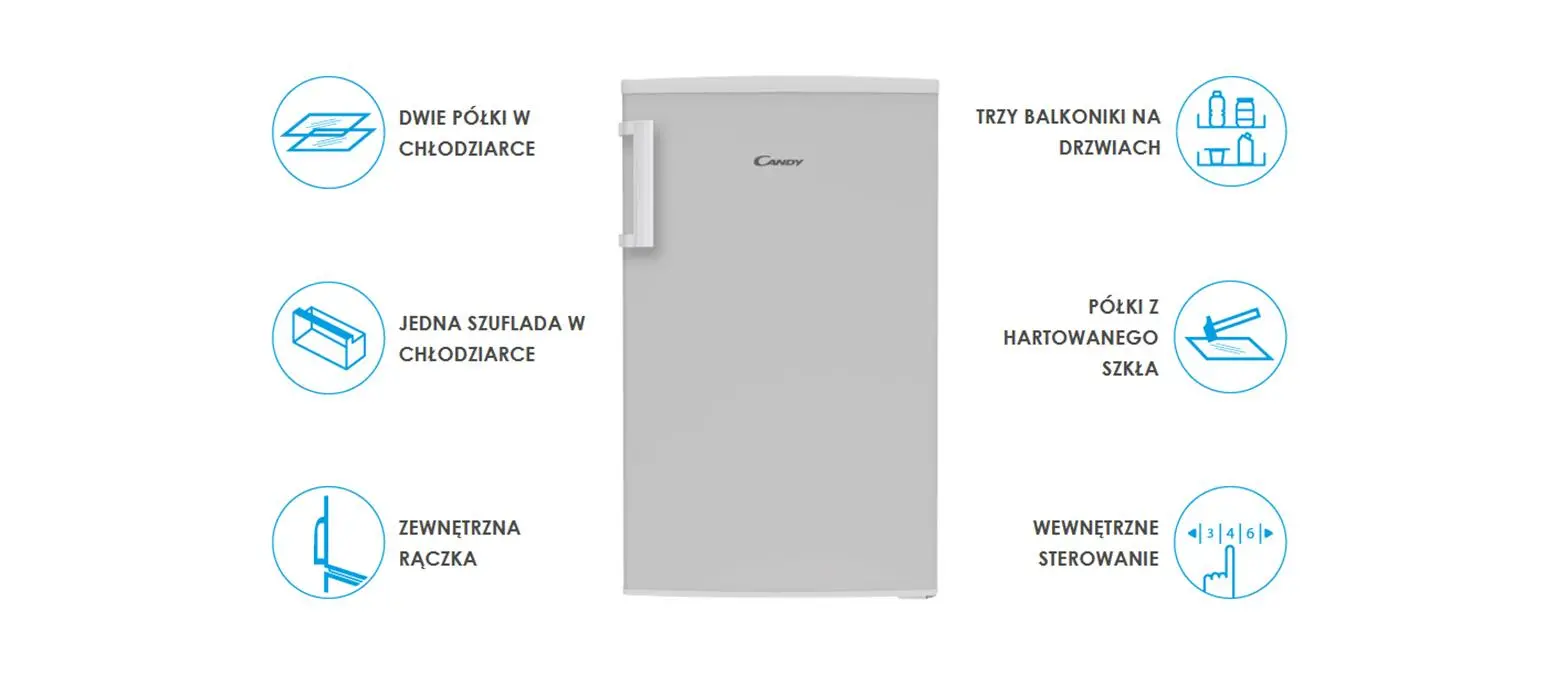 Lodówka Candy COT1S45ESH 84cm Srebrny