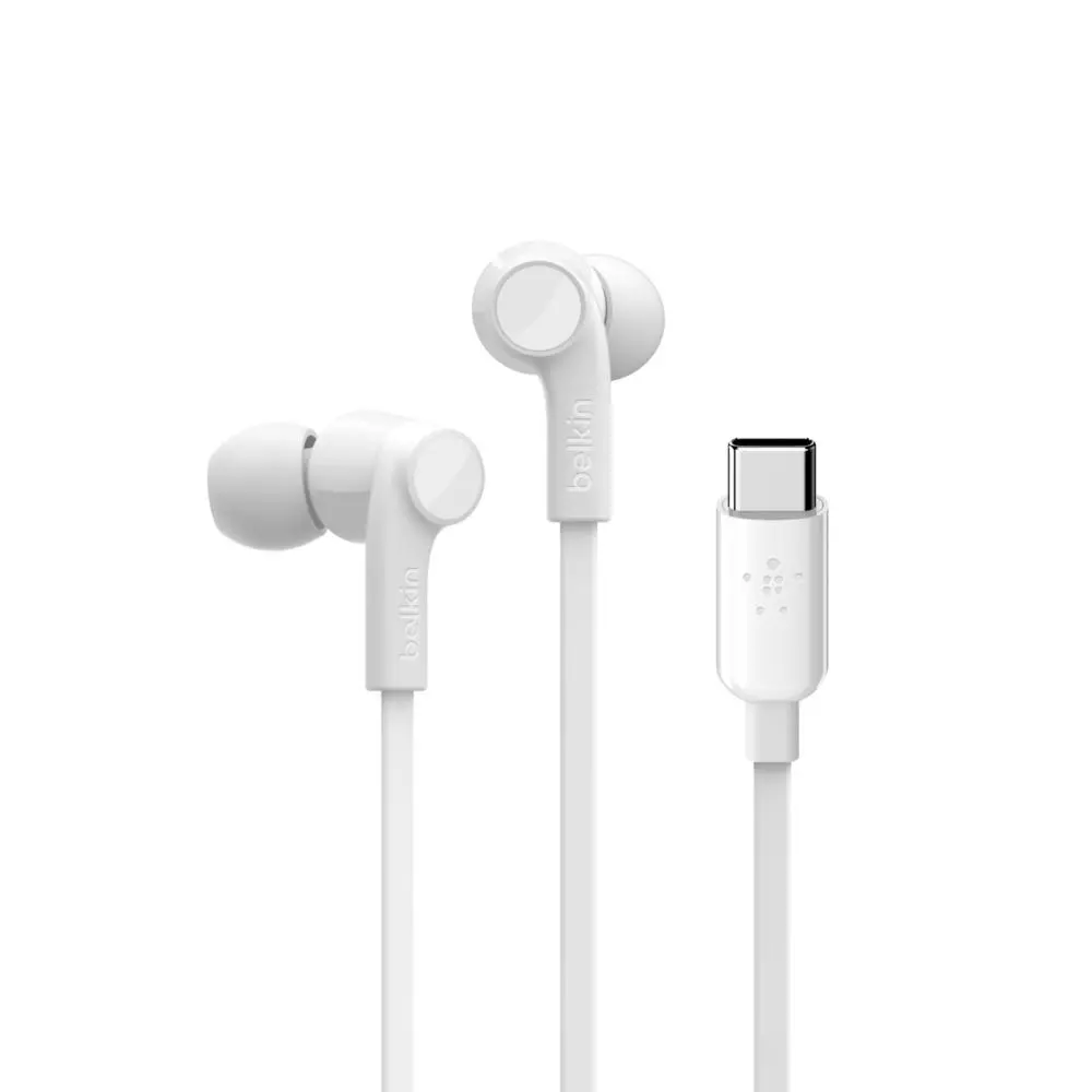Słuchawki przewodowe Belkin Soundform z USB-C Dokanałowe Mikrofon Biały