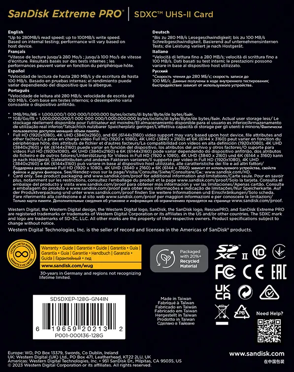 Karta pamięci SanDisk SDXC 128GB Extreme Pro 200/100MB/s