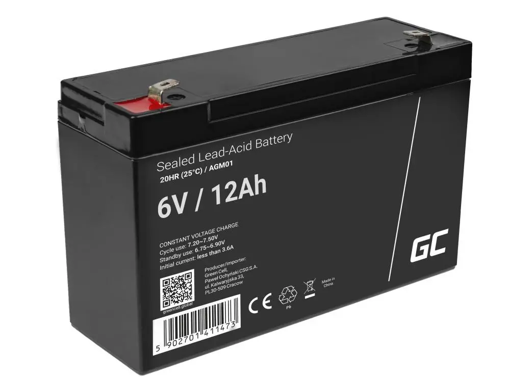 Akumulator Green Cell AGM01 AGM VRLA 6V 12Ah