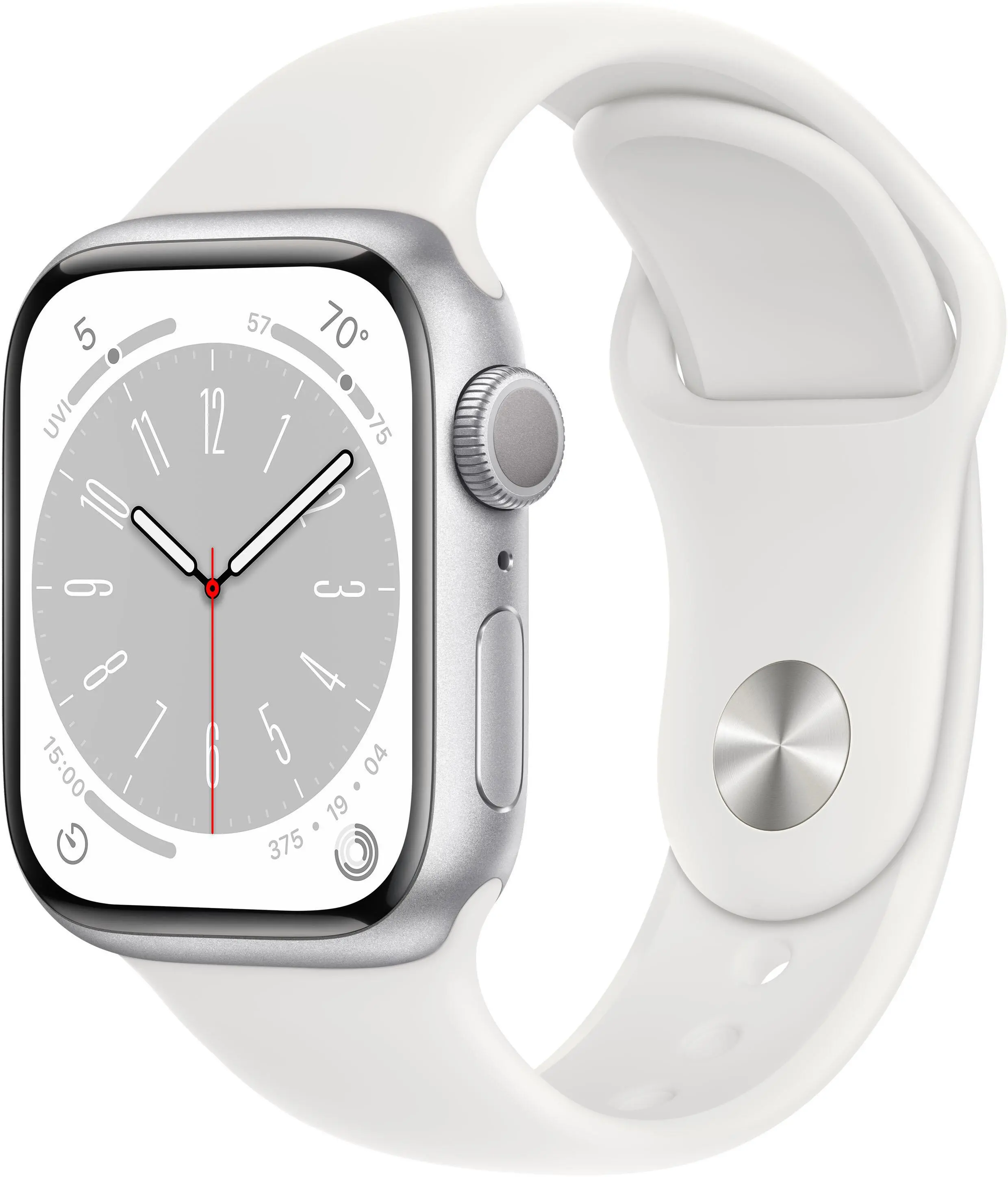 Apple Watch Series 8 GPS 41mm koperta z aluminium srebrny - pasek sportowy biały