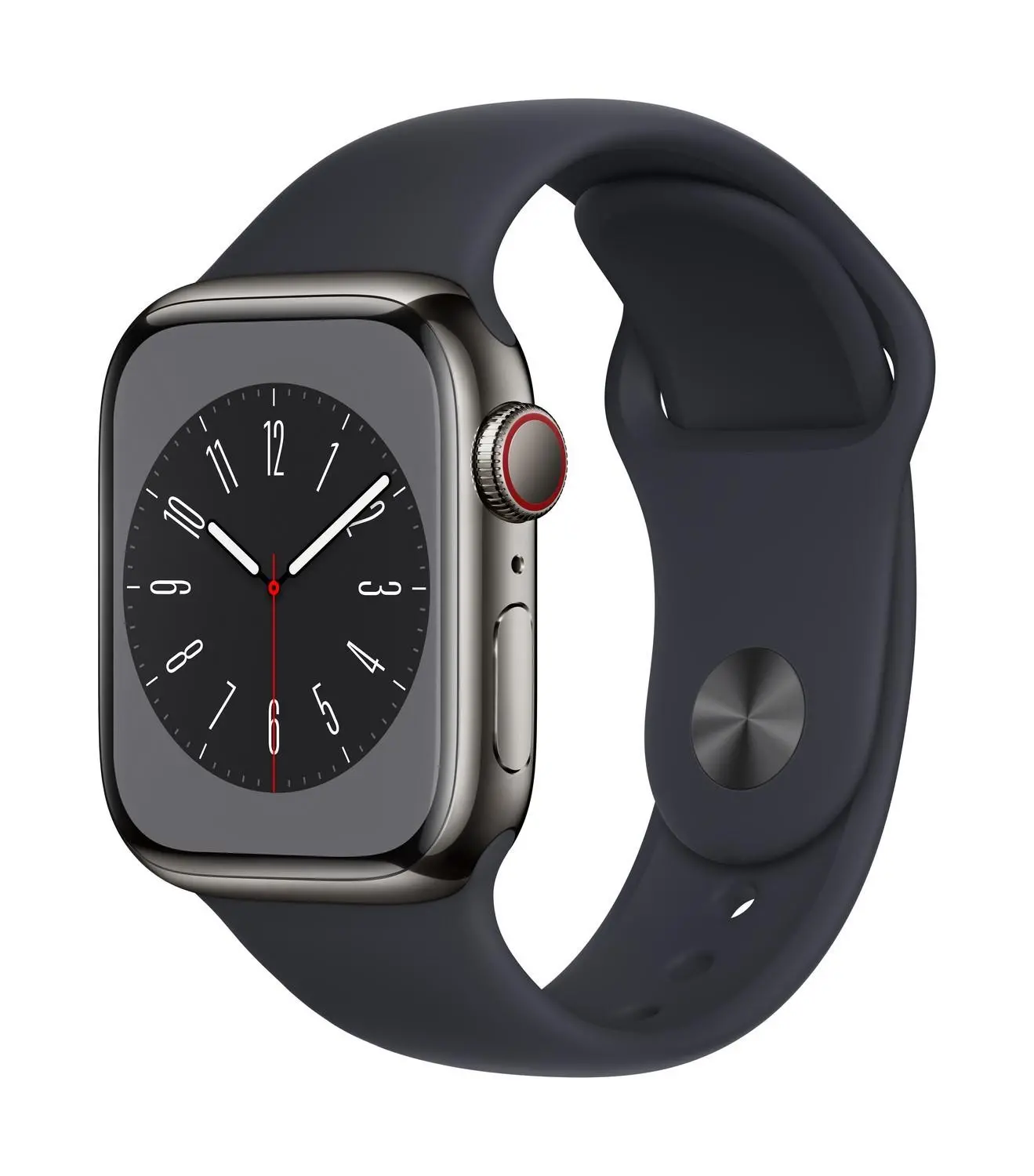 Apple Watch Series 8 GPS - Cellular 41mm koperta ze stali nierdzewnej grafitowy - pasek sportowy północ