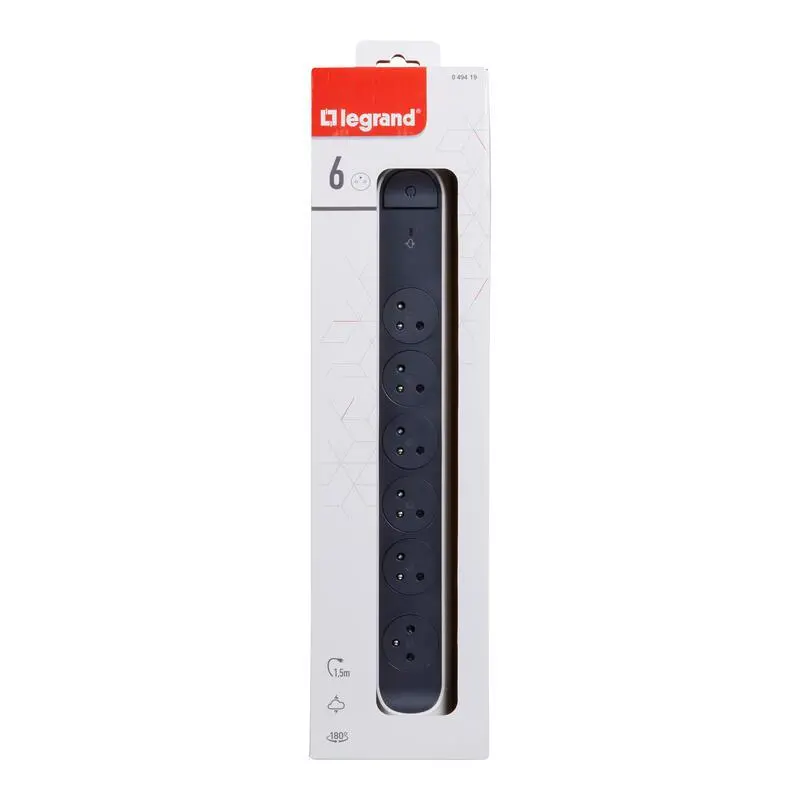 Listwa Legrand 049419 6 gniazd 1,5m Biało-grafitowy