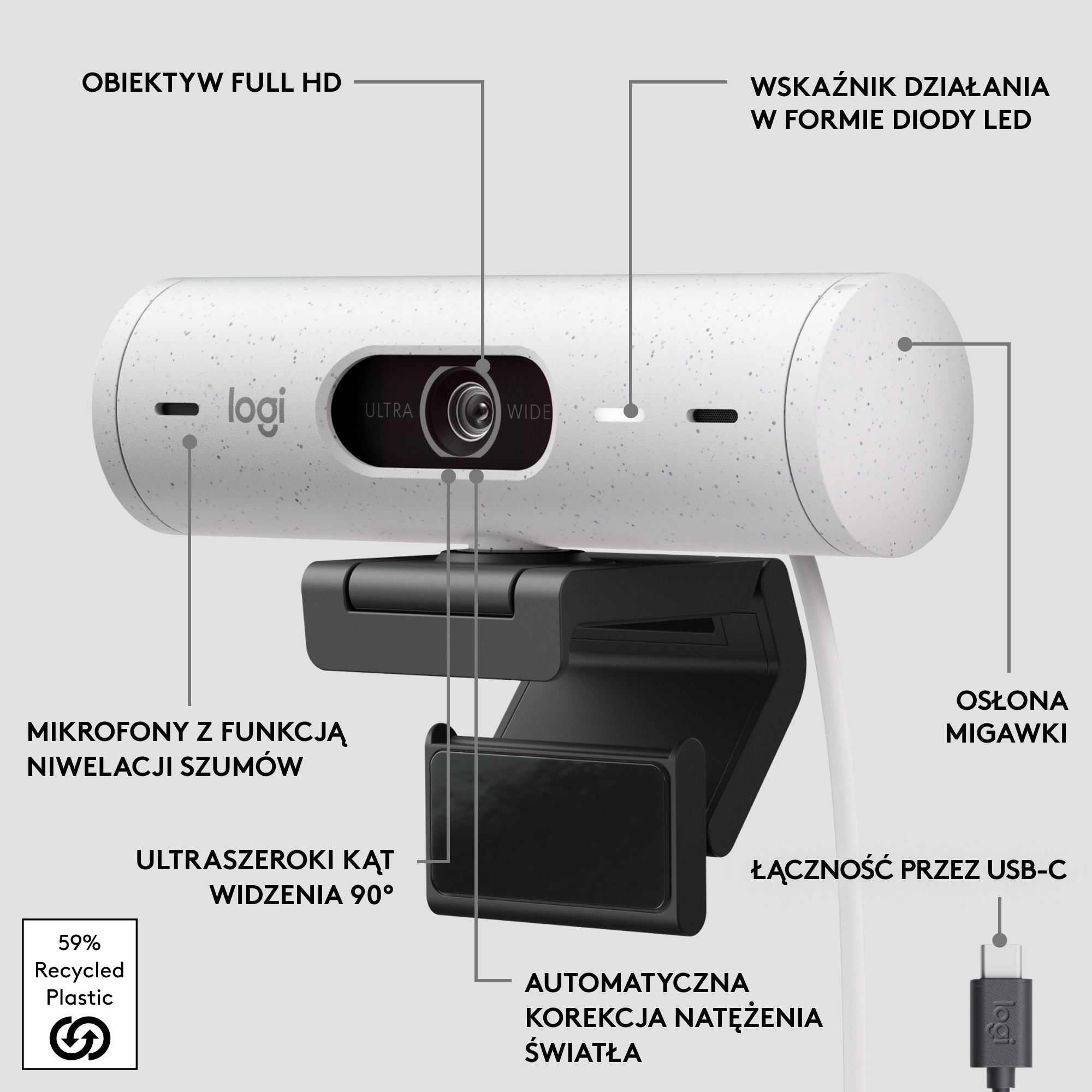 Kamera internetowa Logitech Brio 500 Biały