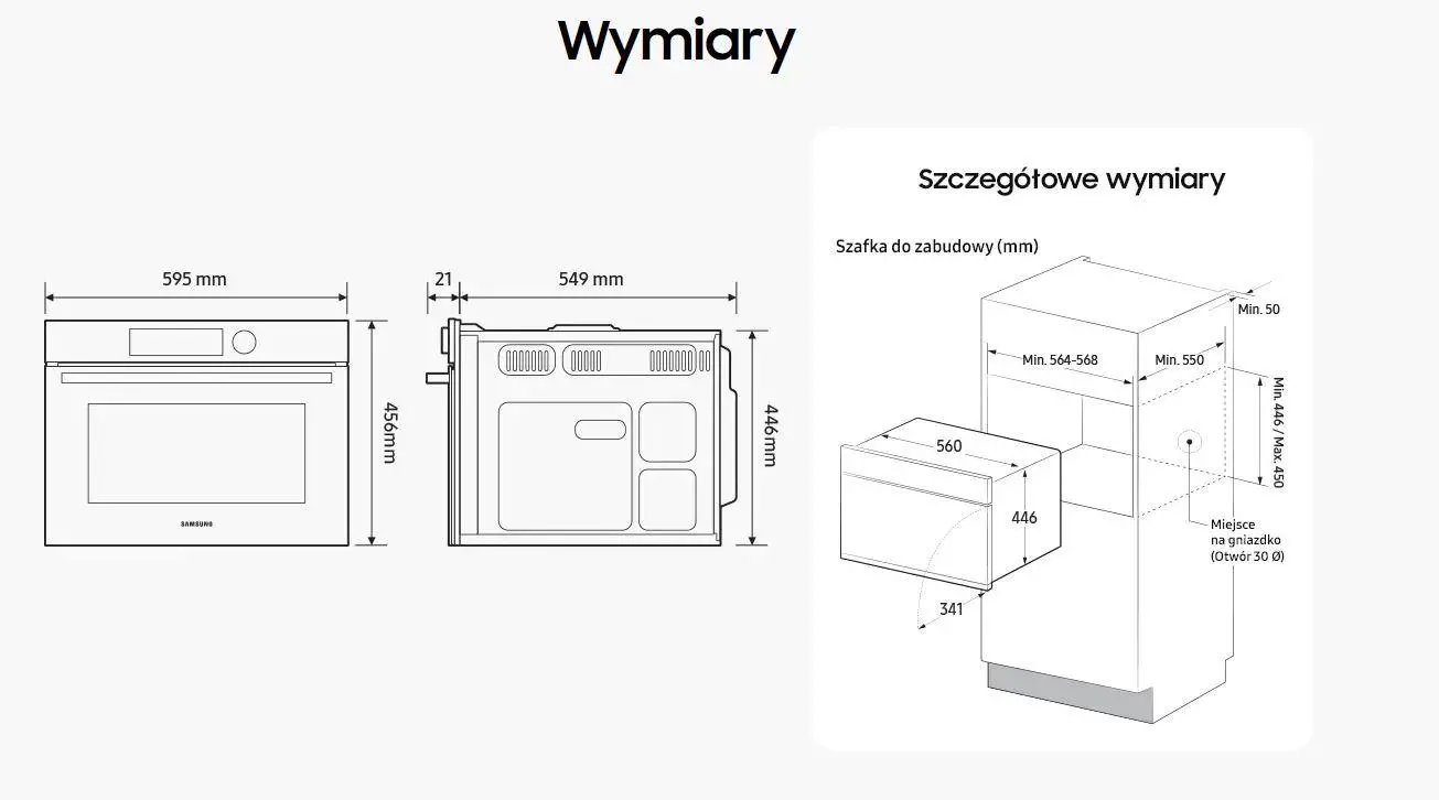 Piekarnik z mikrofalą Samsung NQ5B4353HBK Termoobieg Zdalne sterowanie Czarny