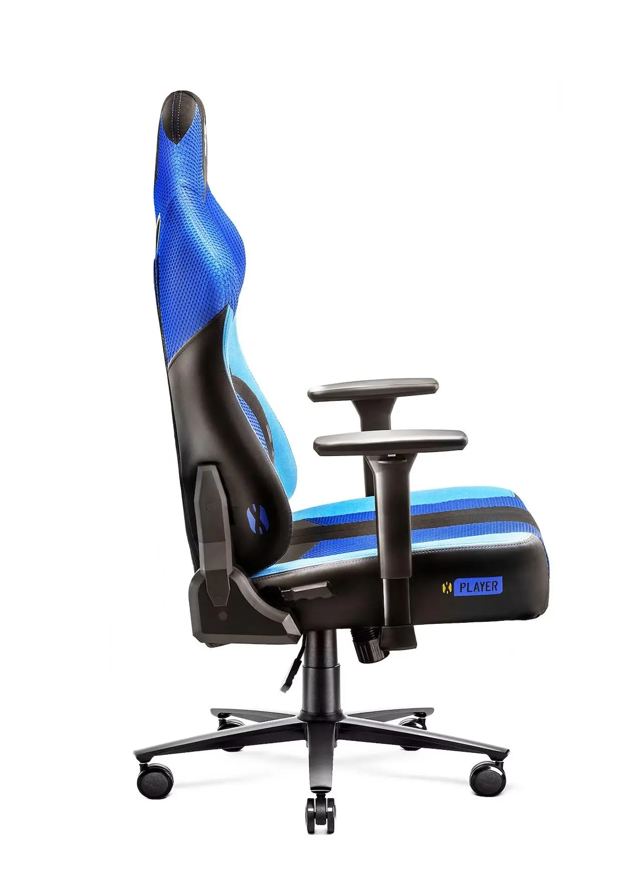 Fotel Diablo Chairs X-Player 2.0 Normal Size Gamingowy do 150kg Skóra ECO Tkanina Czarno-niebieski