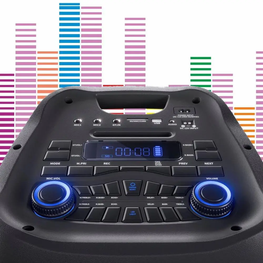 Power Audio Manta SPK5450 300W Bluetooth Radio FM Mikrofon Karaoke Czarny