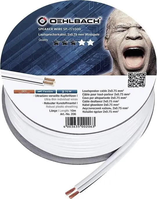 Kabel głośnikowy Oehlbach Speaker Wire SP-7 (206) 2x0,75mm 10m Biały