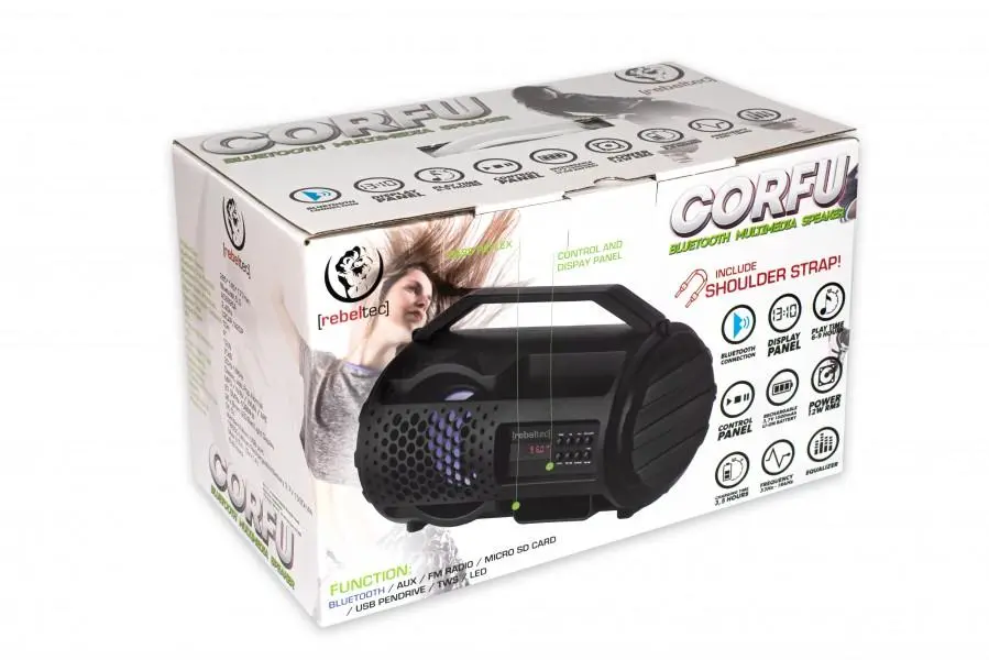 Głośnik Bluetooth Rebeltec CORFU 12W Radio FM Czarny