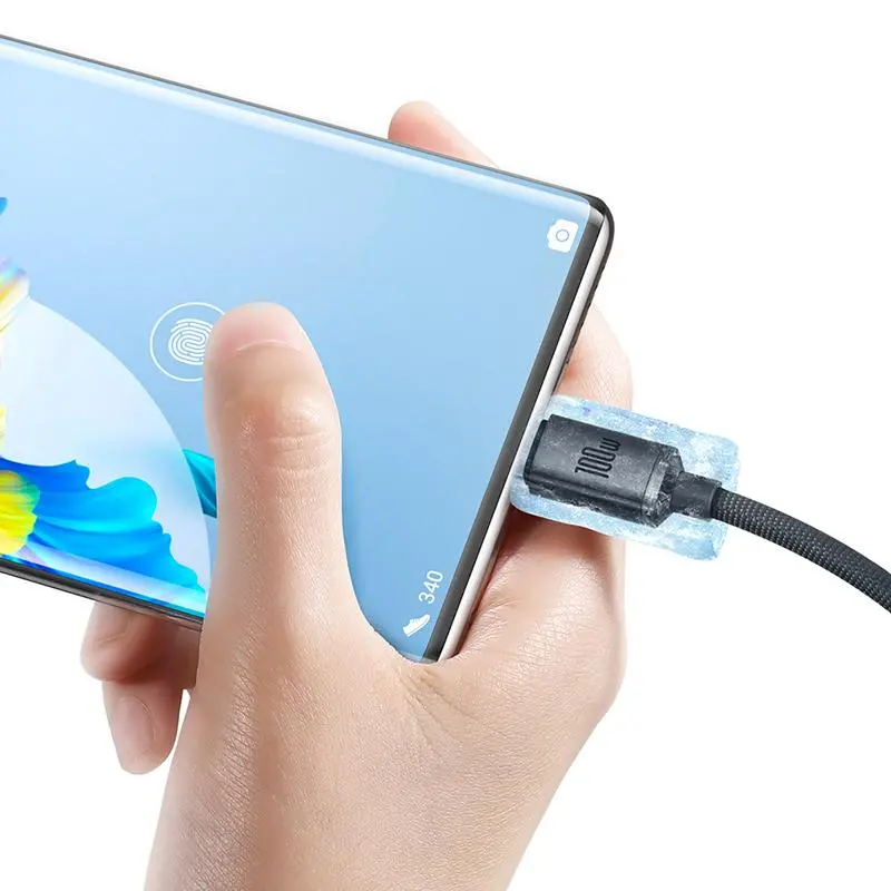 Kabel Baseus CAJY000501 USB do USB-C Crystal Shine 100W dla Huawei i Honor 2m Czarny