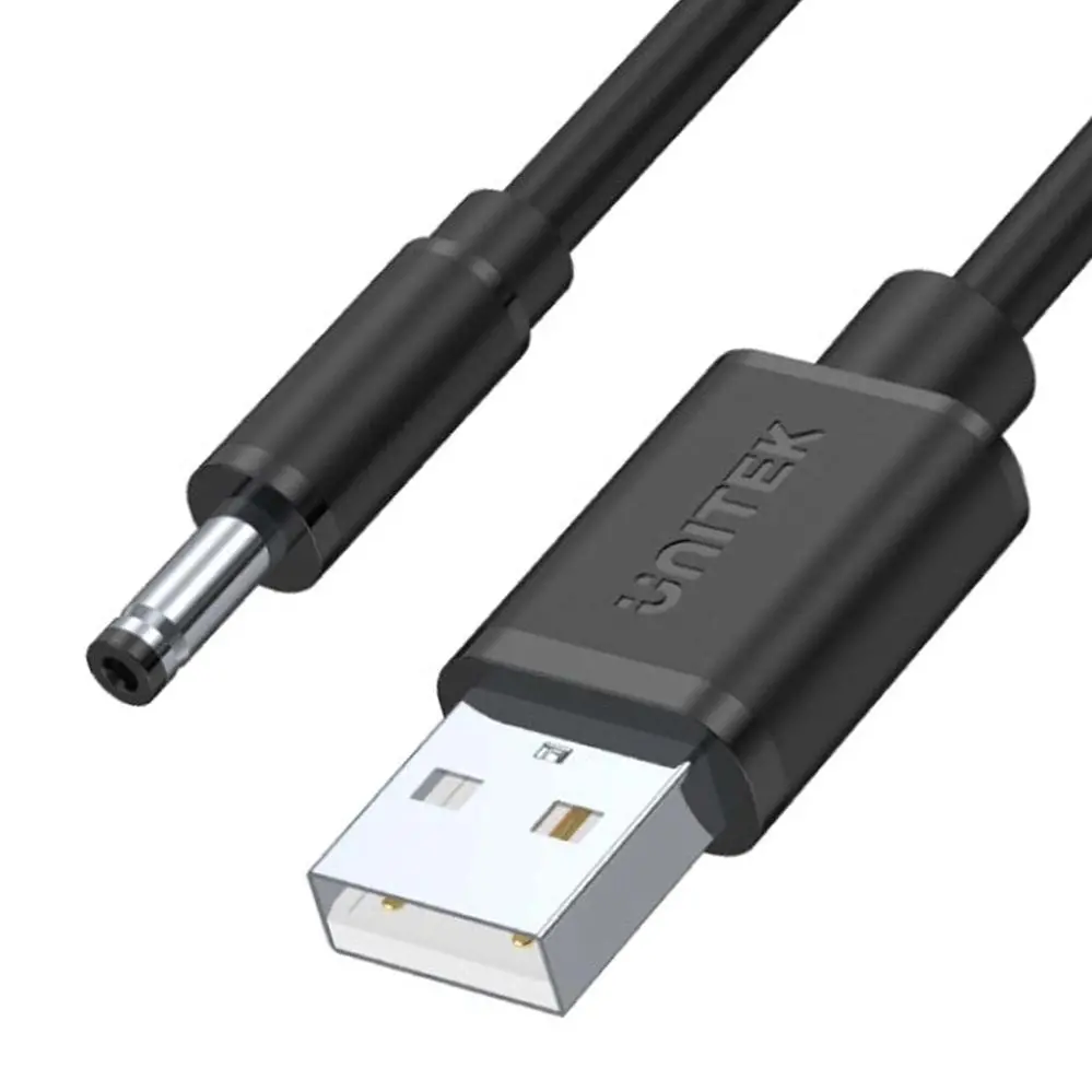 Kabel zasilający Unitek Y-C495BK kabel zasilający USB – wtyk DC 3.5/1.35 mm Czarny