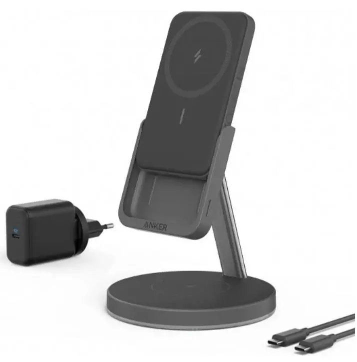 Ładowarka indukcyjna Anker PowerWave MagGo 2w1 Czarny + Powerbank 5000mAh