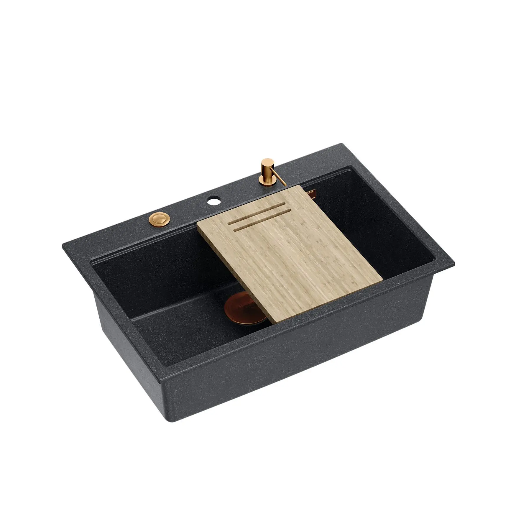 Zlewozmywak Quadron HQM7650U8_PVDC1 Marc Workstation Granitowy Czarny metalik/Miedziany