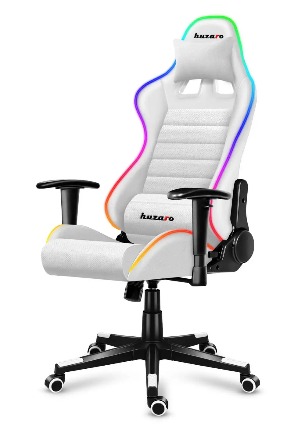 Fotel Huzaro Force 6.0 RGB LED Gamingowy do 130kg Skóra ECO Biały